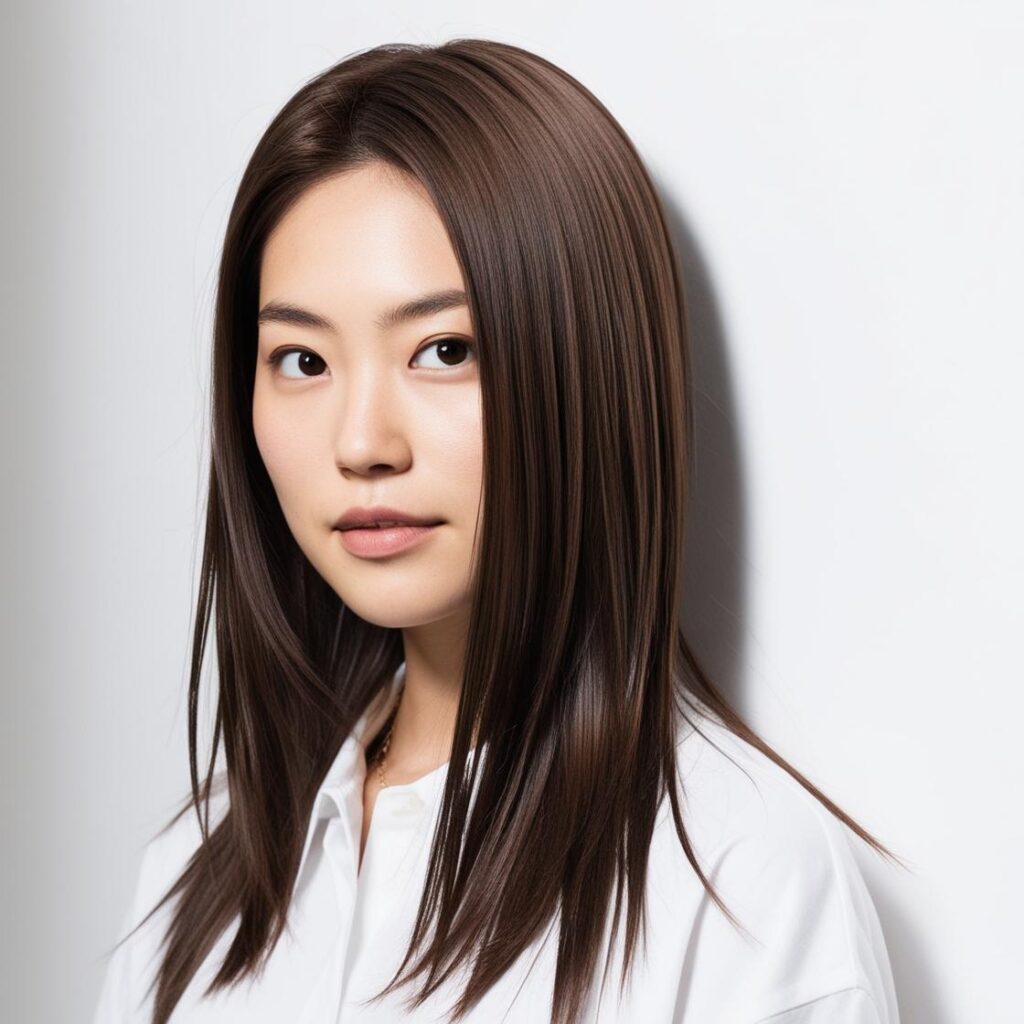 ストレートロングヘア女性